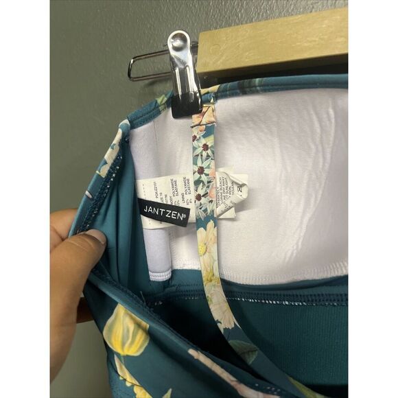 Jantzen Floral One Piece Swimsuit Blue Swim Sz 10 - Picture 4 of 4